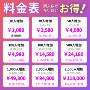 インスタグラム日本人鍵アカウントフォロワー料金表_インスタエンサー